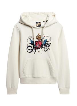 Sweatshirt Superdry Tattoo Weiss für Damen