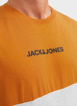 T-Shirt Jack & Jones Eired Block Orange Herren