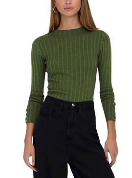 Pullover Only Dima Leben Knopf Dunkelgrün Damen