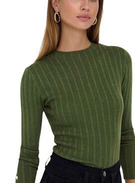 Pullover Only Dima Leben Knopf Dunkelgrün Damen