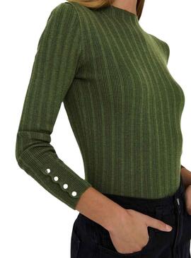 Pullover Only Dima Leben Knopf Dunkelgrün Damen