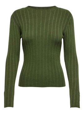 Pullover Only Dima Leben Knopf Dunkelgrün Damen