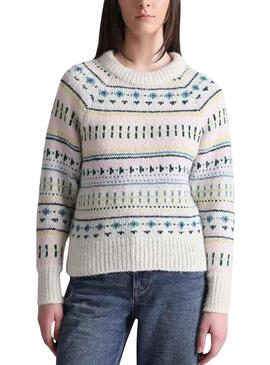 Pullover Only Fenja Beige Printed für Damen