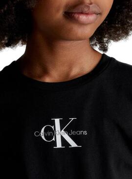 T-Shirt Calvin Klein Micro Monogram Schwarz Mädchen