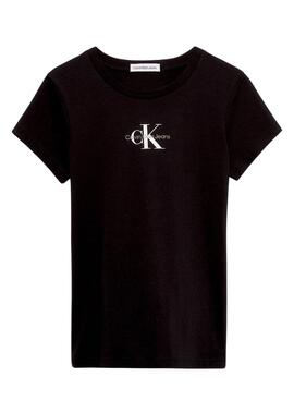T-Shirt Calvin Klein Micro Monogram Schwarz Mädchen