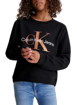 Sweatshirt Calvin Klein Bronze Monogram Schwarz Mädchen