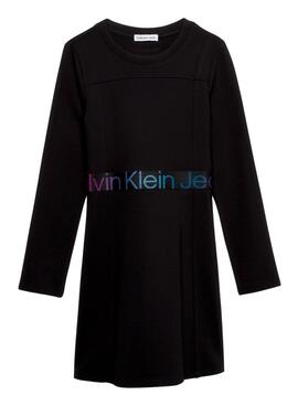 Kleid Calvin Klein Knitted Tape Schwarz Mädchen