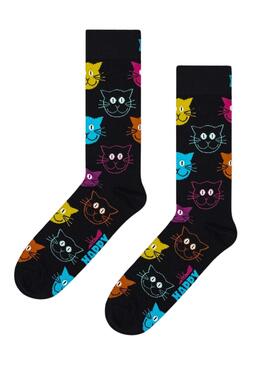 Socken Happy Socks Cat Schwarzs Herren und Damen