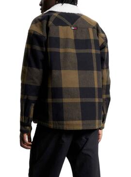 Jacke Tommy Jeans Check Sherpa Lined Grün