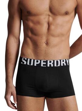 Pack 2 Unterhose Superdry Boxer Weiss und Schwarz