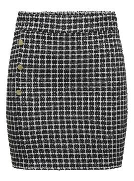 Rock Only Tit Button Glanz Weiss Schwarz Damen