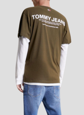T-Shirt Tommy Jeans Linear Back Grün Herren