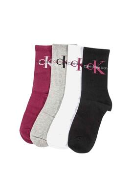 Pack Socken Calvin Klein Logo 4P für Damen