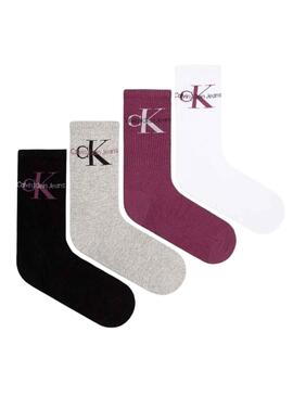 Pack Socken Calvin Klein Logo 4P für Damen