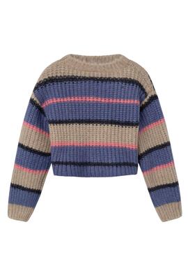 Der Name It Pullover Subia in lila Streifen für Mädchen.