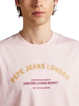 T-Shirt Pepe Jeans Waddon Rosa für Herren