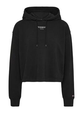 Sweatshirt Tommy Jeans Relaxed Logo Schwarz für Damen