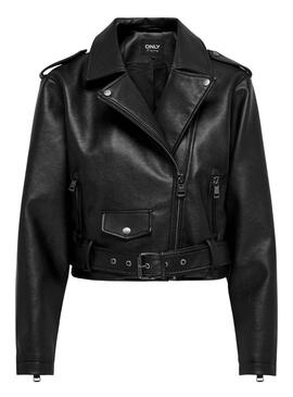 Jacke Only Louie Kunstleder Schwarz für Damen