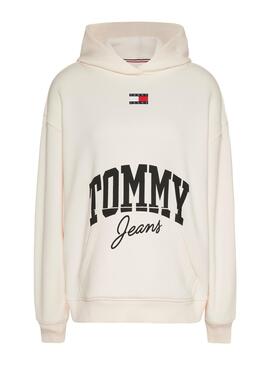 Sweatshirt Tommy Jeans New Varsity Weiss Damen