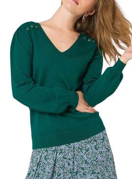 Pullover Naf Naf 3 Tasten Grün für Damen