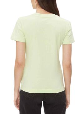 T-Shirt Calvin Klein Monologo Slim Grün Damen