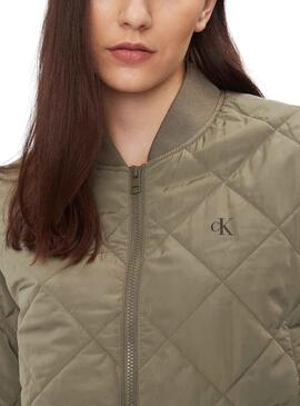 Bomber Calvin Klein Jeans Quilted Grün für Damen