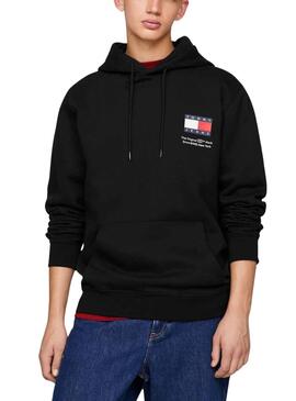 Sweatshirt Tommy Jeans Essential Flag Hood Schwarz