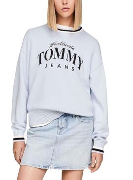Pullover Tommy Jeans Uni Blau für Damen