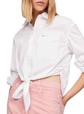 Hemd Tommy Jeans Schlaufe Frontal Weiss für Damen
