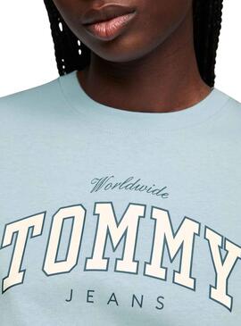 T-Shirt Tommy Jeans Varsity Lux Blau für Damen