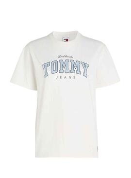 T-Shirt Tommy Jeans Varsity Lux Weiss für Damen