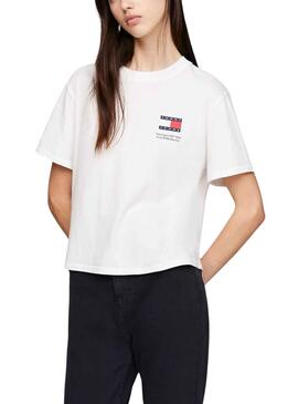 T-Shirt Tommy Jeans Grafik Flag Weiss für Damen