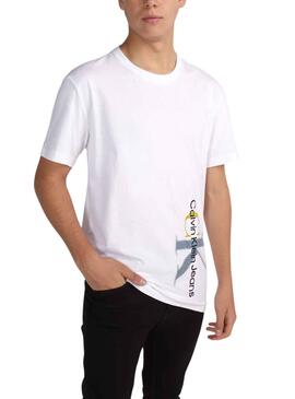 T-Shirt Calvin Klein Zweifarbig Jumpsuitlogo Weiss