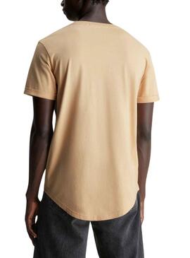 T-Shirt Calvin Klein Turn Up Beige für Herren