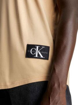 T-Shirt Calvin Klein Turn Up Beige für Herren