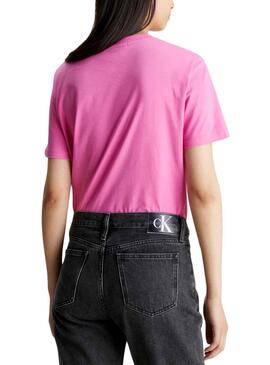 T-Shirt Calvin Klein Embro Badge Rosa für Damen