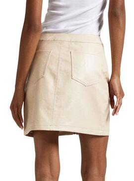 Rock Pepe Jeans Safire Kunstleder Beige für Damen