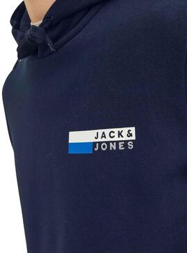 Sweatshirt Jack & Jones Corp Logo Hood Marineblau