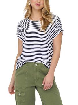 T-Shirt Only Tante Stripe Weiss für Damen