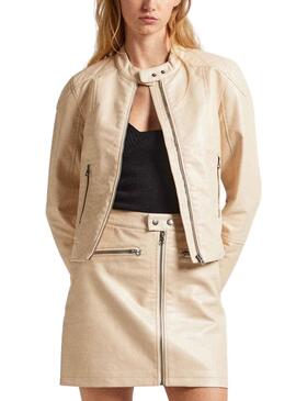 Jacke Biker Pepe Jeans Stazie Beige für Damen