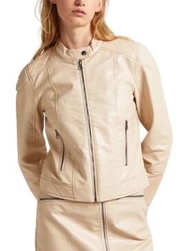 Jacke Biker Pepe Jeans Stazie Beige für Damen