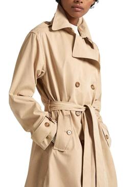 Trenchcoat Pepe Jeans Star mit Gürtel Beige Damen