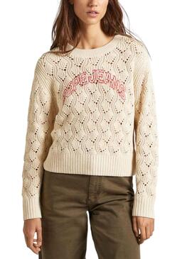 Pullover Pepe Jeans Gnade Logo Beige für Damen