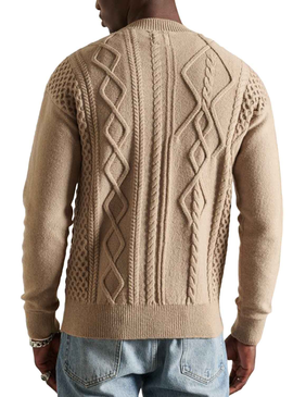 Pullover Superdry PatchArbeitskabel Beige für Herren