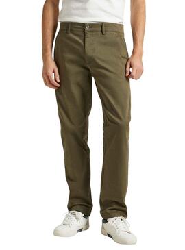 Hose Chino Pepe Jeans Slim Twill Grün Herren