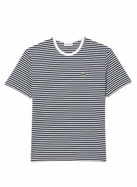 Marineblau gestreiftes Lacoste T-Shirt für Männer
