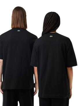 T-Shirt Lacoste Unisex Loose Fit Schwarz Krokodil