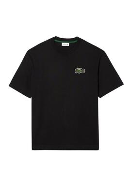 T-Shirt Lacoste Unisex Loose Fit Schwarz Krokodil