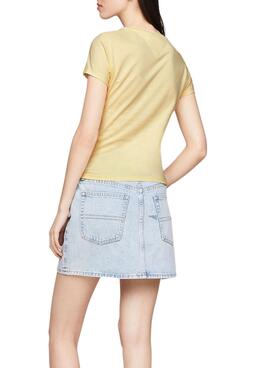 T-Shirt Tommy Jeans Slim Essential Gelb Damen.