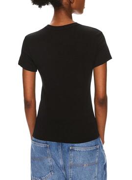 T-Shirt Tommy Jeans Slim Essential Schwarz Damen